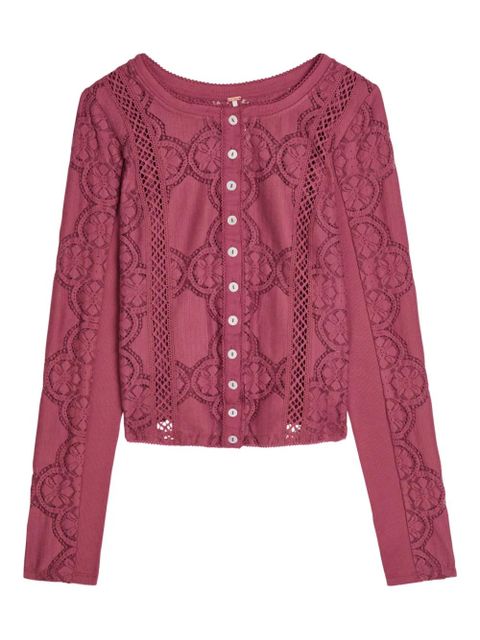 Free People floral-lace button-up cardigan - Red - zdjęcie produktu nr 1