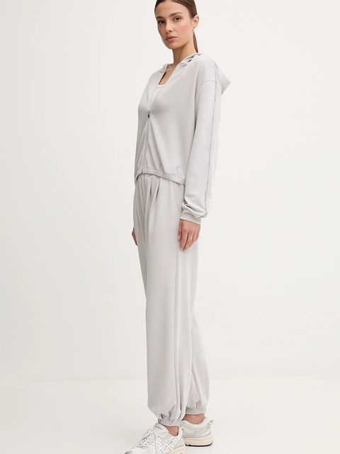 EA7 Emporio Armani bluza damska kolor szary z kapturem gładka AF12643.7W000443