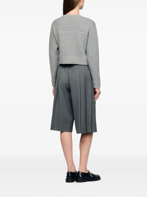 SANDRO contrast-stitching cardigan - Grey