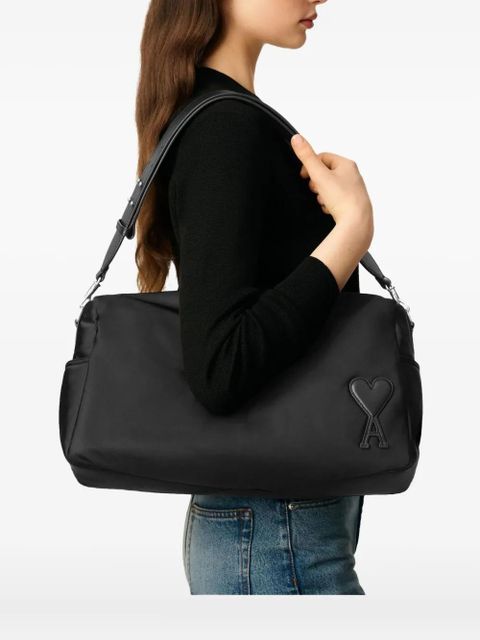 AMI Paris heart-patch shoulder bag - Black