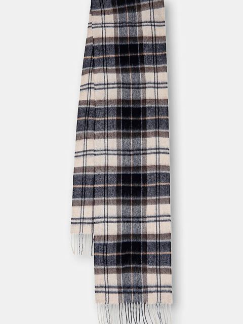 Barbour szalik wełniany kolor brązowy wzorzysty - zdjęcie produktu nr 1