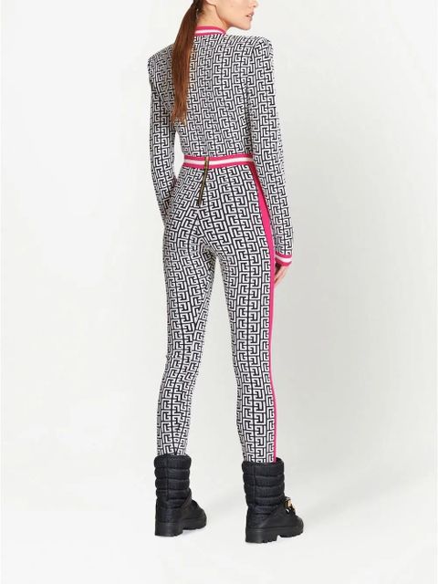 Balmain logo-jacquard knit leggings - White