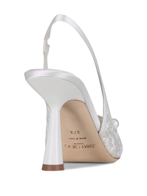 Jimmy Choo Amita tulle faux-pearl slingback pumps - White