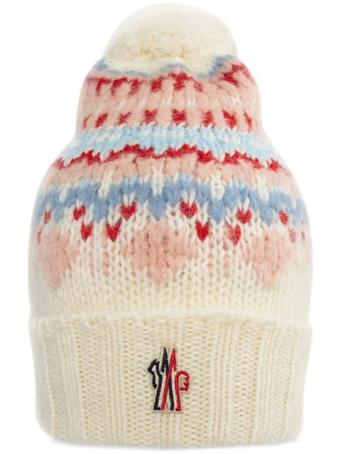 Moncler Grenoble fair isle intarsia beanie - White - zdjęcie produktu nr 1