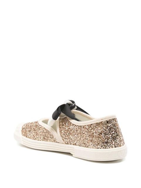 Valentino Garavani glittered bow-detail ballet flats - Gold - zdjęcie produktu nr 2