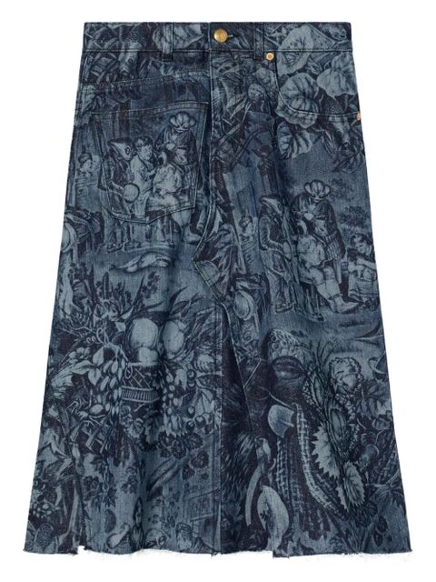 Tory Burch printed denim skirt - Blue - zdjęcie produktu nr 1