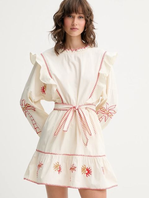 Never Fully Dressed sukienka bawełniana kolor beżowy mini rozkloszowana NFDDR1964 - zdjęcie produktu nr 1