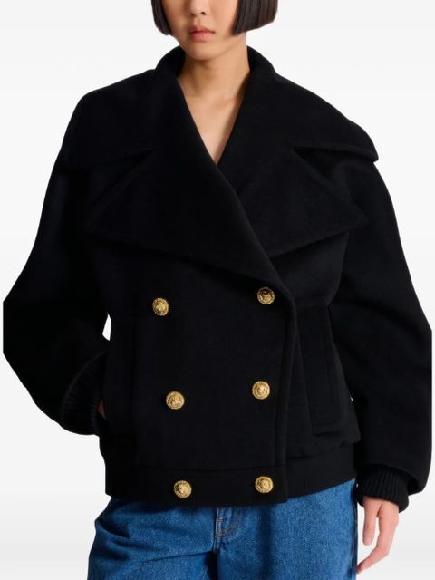 Balmain double-breasted peacoat - Black