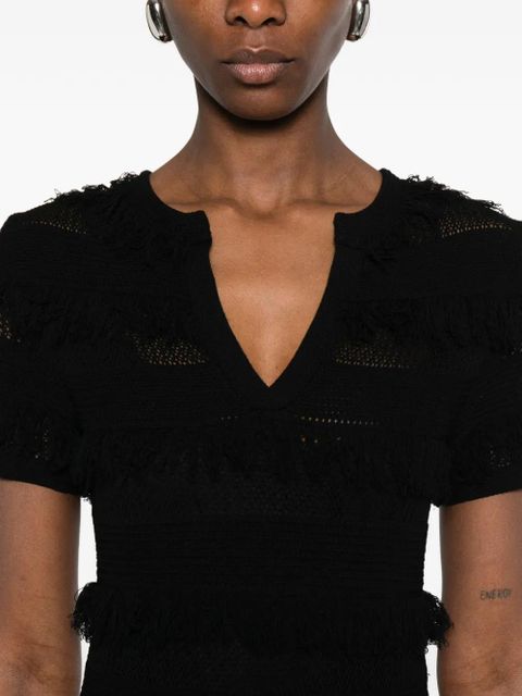 Max Mara Grazia fringed midi dress - Black