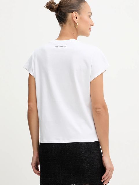 Karl Lagerfeld t-shirt bawełniany damski kolor biały B1W17032