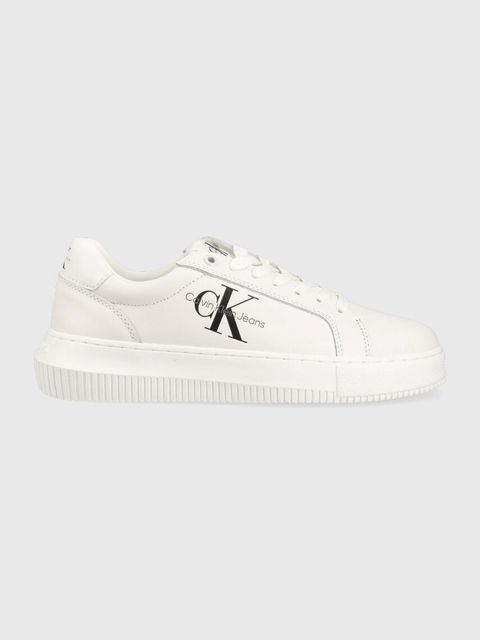 Calvin Klein Jeans sneakersy skórzane YW0YW00823 CHUNKY CUPSOLE MONOLOGO W kolor biały YW0YW00823 - zdjęcie produktu nr 1