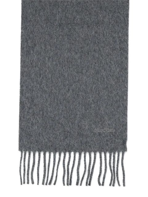 Max Mara embroidered logo fringe scarf - Grey