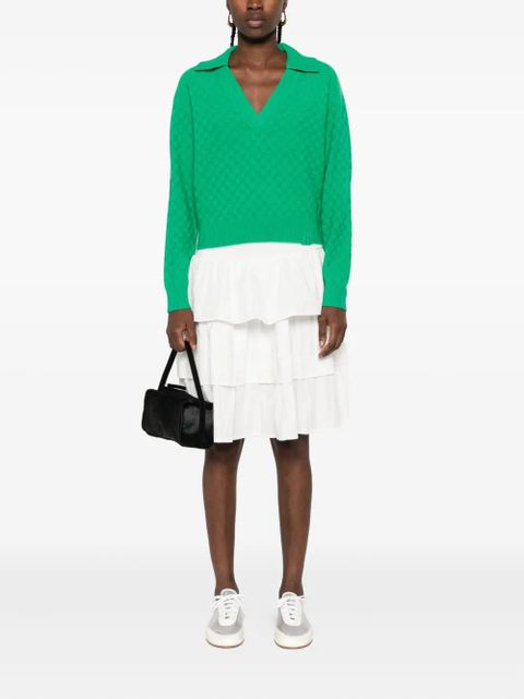 SANDRO textured V-neck sweater - Green - zdjęcie produktu nr 2