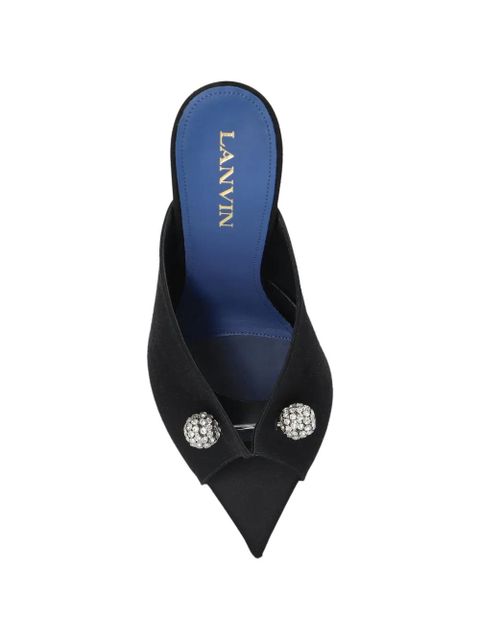 Lanvin crystal-embellished satin mules - Black