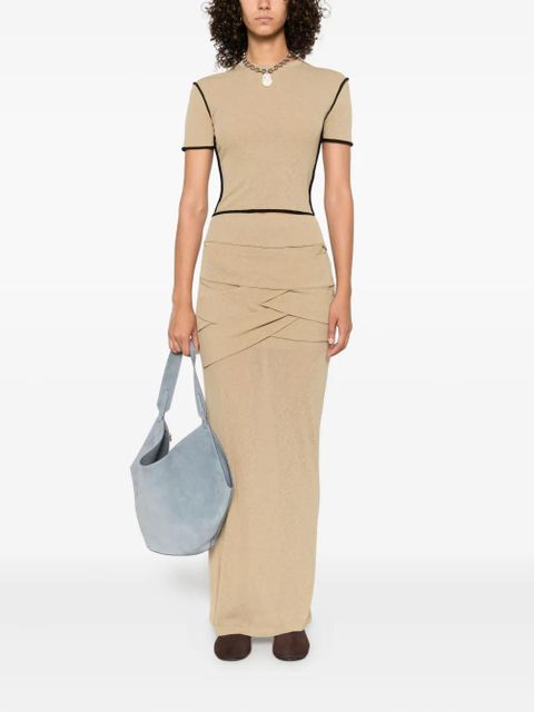 Nanushka draped-panel maxi skirt - Neutrals