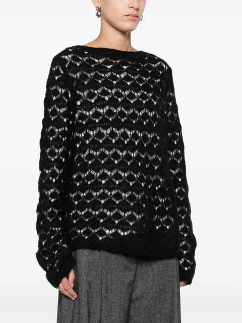 SOLOTRE open-work sweater - Black