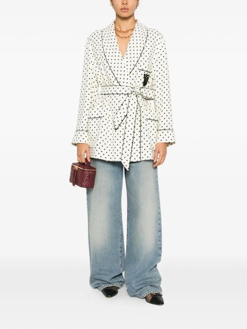 Valentino Garavani polka-dot belted blazer - White