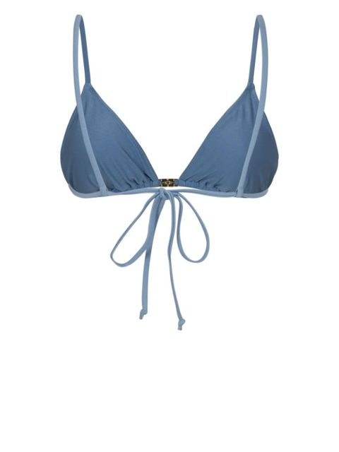 GANNI logo-plaque bikini top - Blue