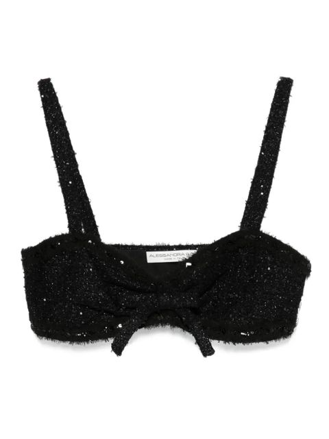 Alessandra Rich sequin-embellished bow top - Black - zdjęcie produktu nr 1