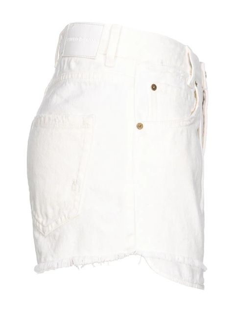 PINKO high-rise frayed-hem denim shorts - White - zdjęcie produktu nr 2
