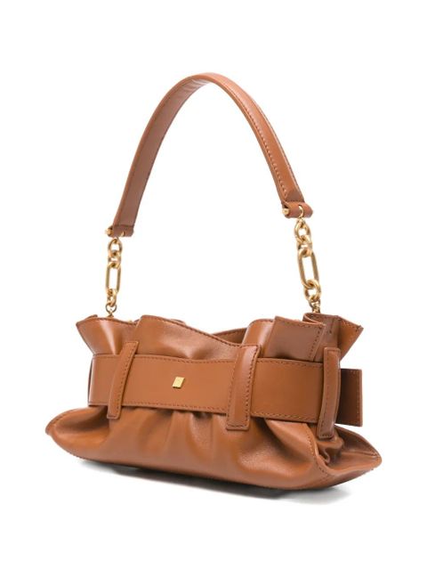 Balmain buckle-chain leather tote bag - Brown