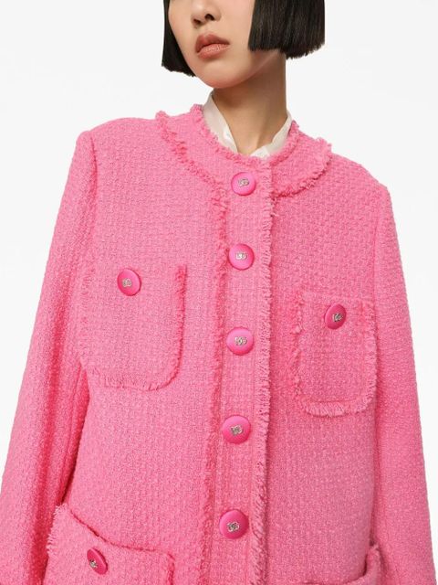 Dolce & Gabbana single-breasted tweed coat - Pink