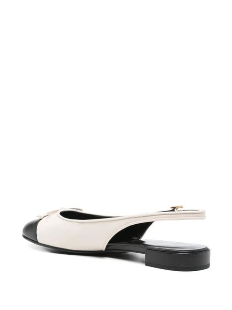 Tory Burch cap-toe slingback ballet flats - White