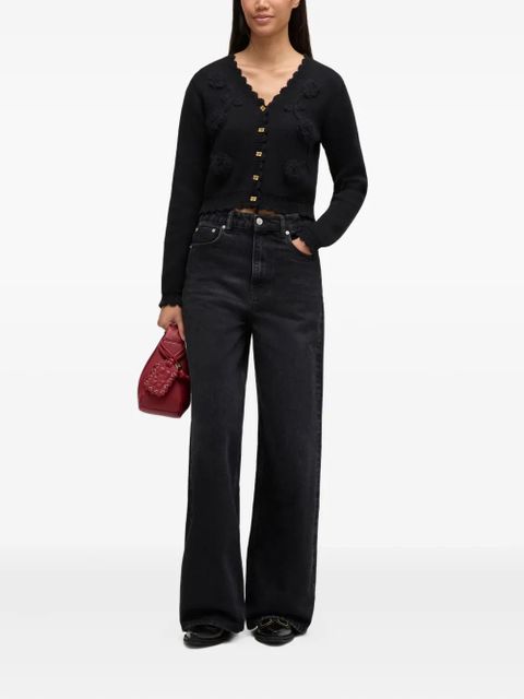 GANNI floral-detail cardigan - Black - zdjęcie produktu nr 2