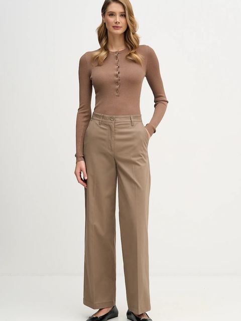 Sisley spodnie damskie kolor brązowy szerokie high waist 4AI6LE03G - zdjęcie produktu nr 2