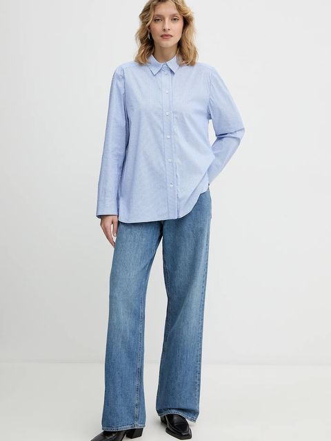 MUNTHE koszula RALLIMA damska kolor niebieski regular z kołnierzykiem klasycznym 254100925423