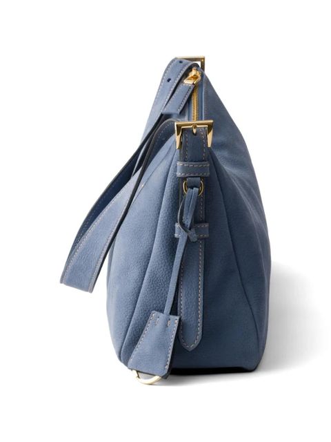 Prada Aimée large nubuck leather shoulder bag - Blue