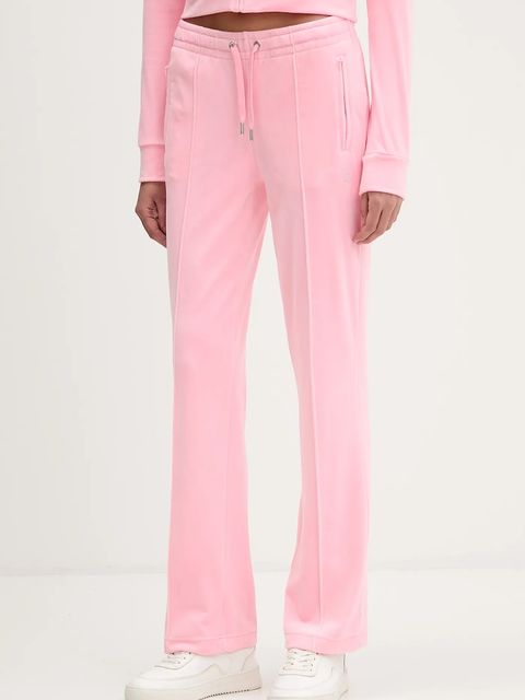 Juicy Couture spodnie dresowe welurowe kolor różowy z aplikacją JCWBJ225307 - zdjęcie produktu nr 1