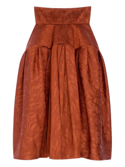 DRIES VAN NOTEN swirl-jacquard midi skirt - Red - zdjęcie produktu nr 1