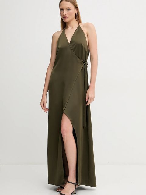 Sandro Ferrone sukienka kolor zielony maxi rozkloszowana S18XBERUDRA - zdjęcie produktu nr 1