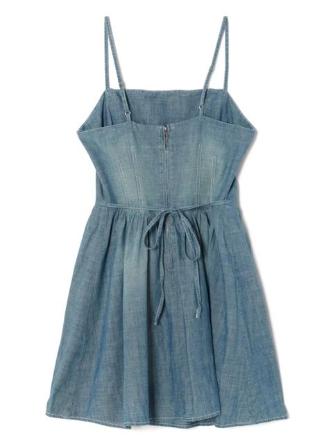 RE/DONE corset-bodice chambray minidress - Blue