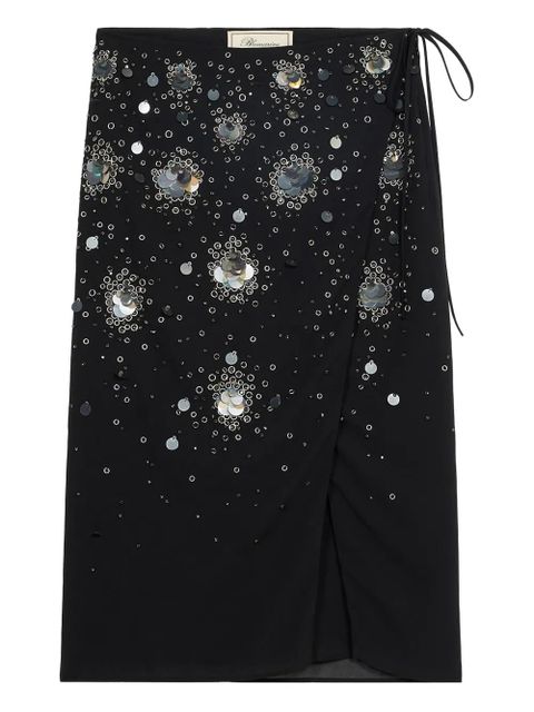 Blumarine embroidered-sequins wrap mid skirt - Black - zdjęcie produktu nr 1