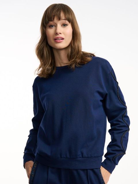 Granatowa bluza damska z aplikacją
