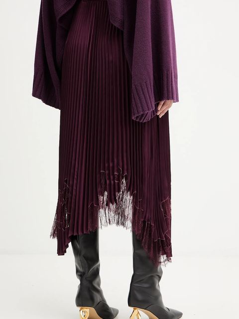 BOSS spódnica kolor bordowy midi rozkloszowana 50546594