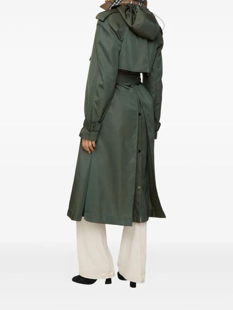 Burberry hooded belted nylon trench coat - Green