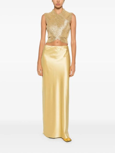 Cult Gaia Haisley beaded crossover top - Gold