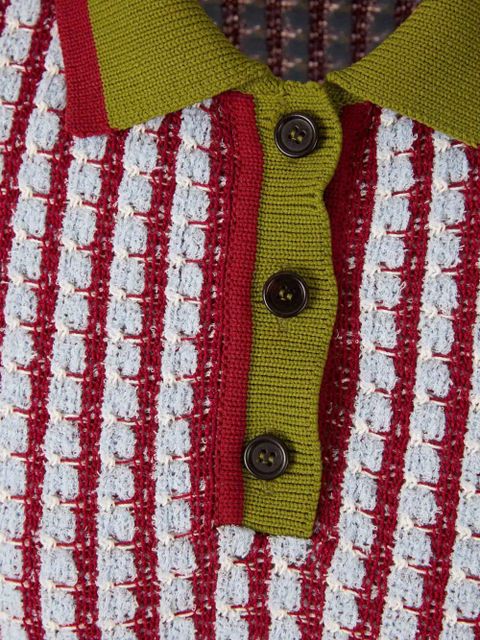 Marni striped polo top - Red