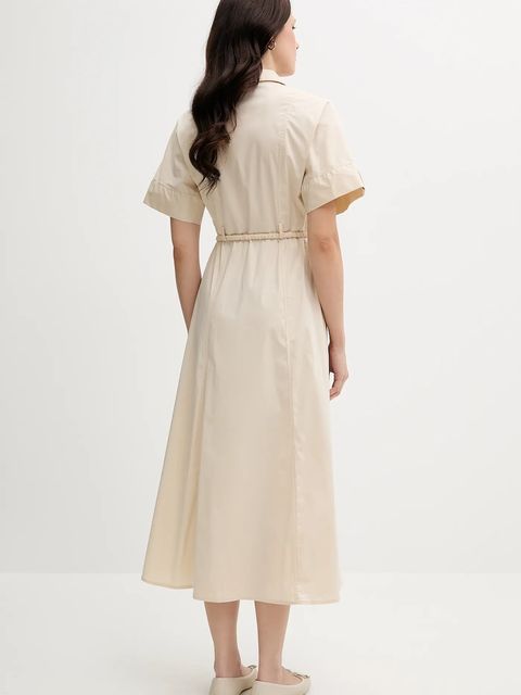 Pedro del Hierro sukienka kolor beżowy midi rozkloszowana 3819813