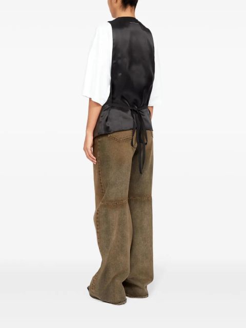MM6 Maison Margiela panelled belted waistcoat - Brown