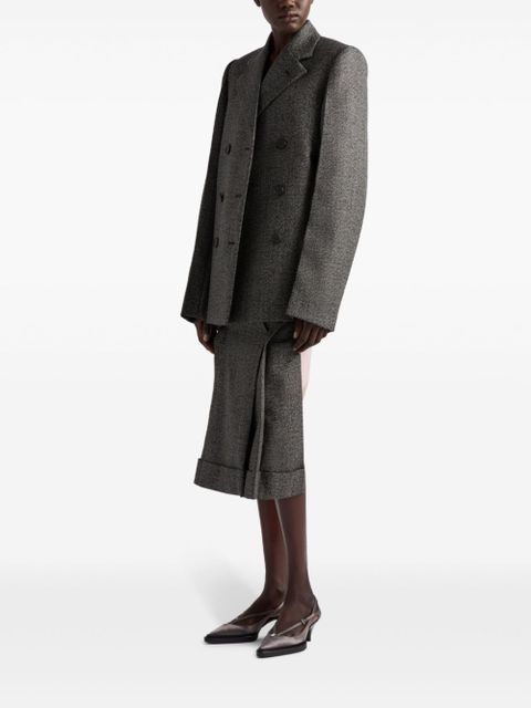 Prada mouliné-wool midi skirt - Black