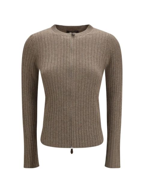 Loro Piana Coste ribbed bomber sweater - Brown - zdjęcie produktu nr 1