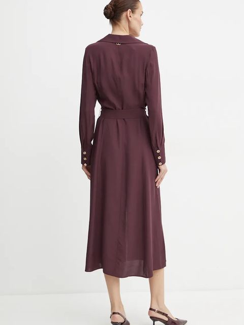 Twinset sukienka kolor bordowy midi rozkloszowana 242TT2320