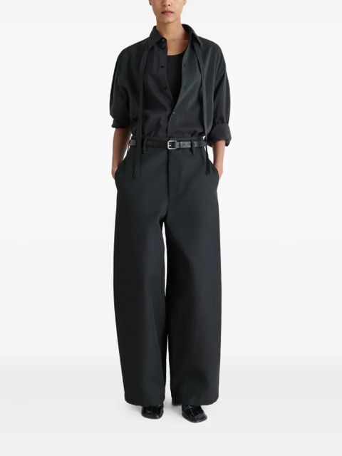 LEMAIRE tie-neck shirt - Black