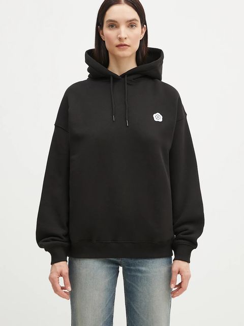 Kenzo bluza bawełniana Boke Flower 2.0 damska kolor czarny z kapturem z aplikacją FF52SW1754MB.99J