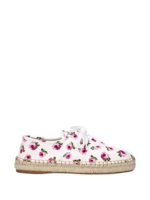 Prada floral-print lace-up espadrilles - White - zdjęcie produktu nr 1