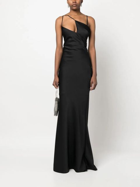 The Attico Melva satin long dress - Black